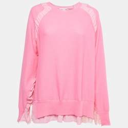 Stella McCartney Pink Wool Knit Lace & Silk Trimmed Sweater M