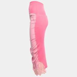 Stella McCartney Pink Knit & Silk Lace Trimmed Midi Skirt XS