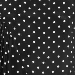 Pre Owned Stella McCartney Black Polka Dotted Silk Draped Peplum Top M
