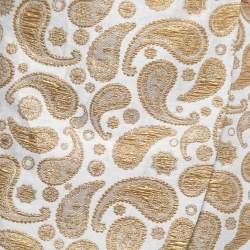 Pre Owned Stella McCartney Gold/White Paisley Brocade Mini Wrap Skirt XS