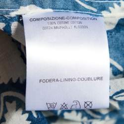 Pre Owned Stella McCartney Blue & White Printed Cotton Oversized Jumpsuit S