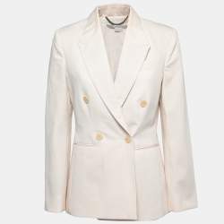Stella McCartney Cream Wool Double-Breasted Blazer M
