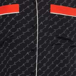 Stella McCartney Black Logo Print Silk Contrast Trim Shirt M