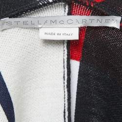 Pre Owned Stella McCartney Multicolor Patterned Wool Belted Asymmetric Long Coat S