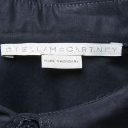 Pre Owned Stella McCartney Navy Blue Printed Silk High-Low Shirt S