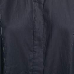 Pre Owned Stella McCartney Navy Blue Printed Silk High-Low Shirt S