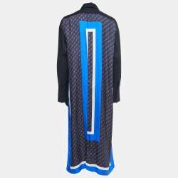 Pre Owned Stella McCartney Navy Blue Printed Silk High-Low Shirt S