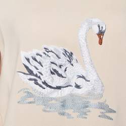 Stella McCartney Light Pink Swan Embroidered Crepe Top M