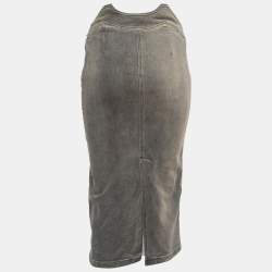 Stella McCartney Grey Faded Effect Denim Midi Skirt S