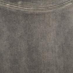 Stella McCartney Grey Faded Effect Denim Midi Skirt S