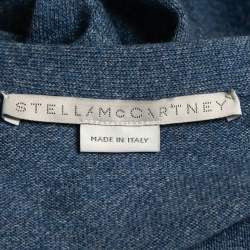Pre Owned Stella McCartney Blue Knit Denim Placket Detail Top XS