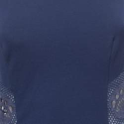 Pre Owned Stella McCartney Navy Blue Jersey Lace Applique Sleeveless Sheath Dress S