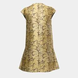 Pre Owned Stella McCartney Yellow Python Jacquard Cap Sleeve Mini Dress S