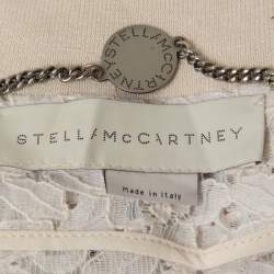 Pre Owned Stella McCartney Cream Embroidered Cotton Blend Corded Lace Zip Front Bomber Jacket S