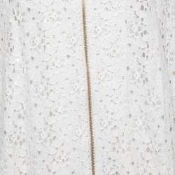 Pre Owned Stella McCartney Cream Embroidered Cotton Blend Corded Lace Zip Front Bomber Jacket S