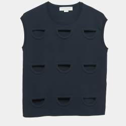 Pre Owned Stella McCartney Navy Blue Knit Cut-out Detailed Sleeveless Top M