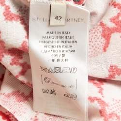 Stella McCartney Red Leopard Print Cotton Knit Long Sleeve Top M