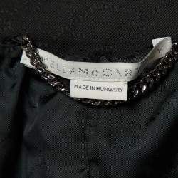 Pre Owned Stella McCartney Black Logo Jacquard Wool Double Breasted Blazer M
