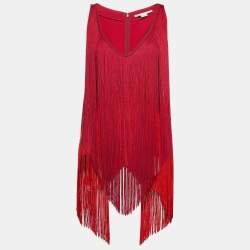 Stella McCartney Pink Crepe Fringed Sleeveless Top XS
