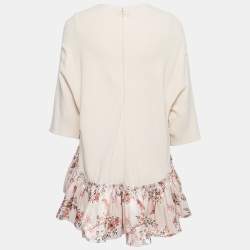 Pre Owned Stella McCartney Light Pink Crepe Jacquard Frilled Hem Mini Dress S