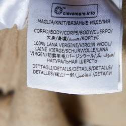 Pre Owned Stella McCartney Beige Wool Logo Printed Silk Trim Zip Detail Sweater M