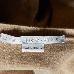 Pre Owned Stella McCartney Beige Wool Logo Printed Silk Trim Zip Detail Sweater M