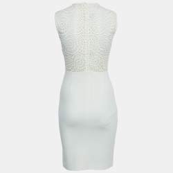 Pre Owned Stella McCartney Off-White Knit Lace Back Sleeveless Short Dress S