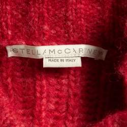 Pre Owned Stella McCartney Red Wool Knit Flared Sweater Top S