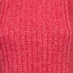 Pre Owned Stella McCartney Red Wool Knit Flared Sweater Top S