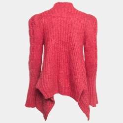 Pre Owned Stella McCartney Red Wool Knit Flared Sweater Top S