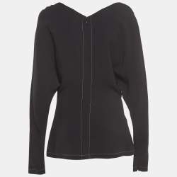 Pre Owned Stella McCartney Black Stretch Crepe V-Neck Top M