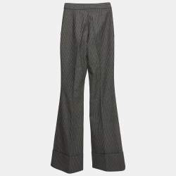 Pre Owned Stella McCartney Monochrome Wool and Cotton Flared Bottom Trousers XXS