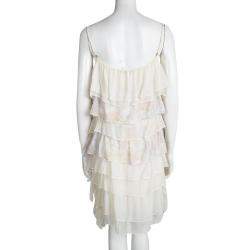 Pre Owned فستان ستيلا مكارتني كريمي طبقات بلا أكمام S