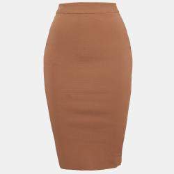 Pre Owned Stella McCartney Dark Beige Knit Pencil Skirt S