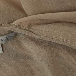 Pre Owned Stella McCartney Cream Carleigh Shirred Silk-Georgette Maxi Dress S