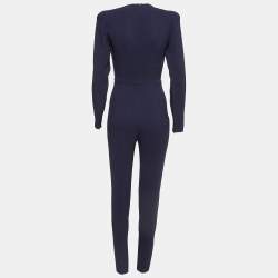 Pre Owned Stella McCartney Navy Crepe V-Neck Long Sleeve Jumpsuit S