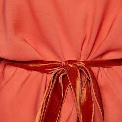 Stella McCartney Orange Silk & Wool Buttoned Sleeve Belted Dress XS