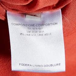 Stella McCartney Orange Silk & Wool Buttoned Sleeve Belted Dress XS
