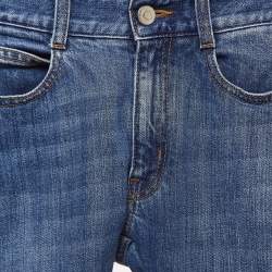 Pre Owned Stella McCartney Blue Denim Logo Tape Detail Skinny Jeans S Waist 24"