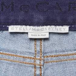 Pre Owned Stella McCartney Blue Denim Logo Tape Detail Skinny Jeans S Waist 24"