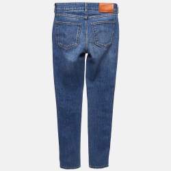 Pre Owned Stella McCartney Blue Denim Logo Tape Detail Skinny Jeans S Waist 24"