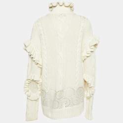 Pre Owned Stella McCartney White Knit Ruffled Jacket S