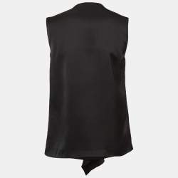 Pre Owned Stella McCartney Black Silk Ruffle Sleeveless Top M