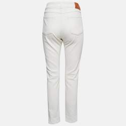 Pre Owned Stella McCartney White Hem Printed Denim Jeans M Waist 28"
