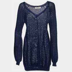 Stella McCartney Navy Blue Sequined Cotton Knit Jumper M
