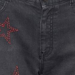 Pre Owned Stella McCartney Grey Denim Star Embroidered Slim Fit Jeans M/Waist 32"