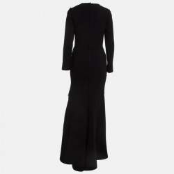 Pre Owned Stella McCartney Black Candy Lace Trim Cotton High Low Dress S