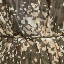 Pre Owned Stella McCartney Green Camouflage Print Silk Mini Dress S