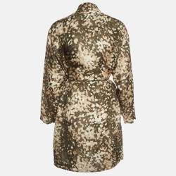 Pre Owned Stella McCartney Green Camouflage Print Silk Mini Dress S