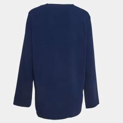 Pre Owned Stella McCartney Blue Crepe Zip Neck Top M